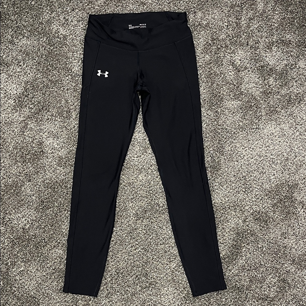 Under Armor Women’s Black Heatgear Compression Leggings w/ drawstring, sz M